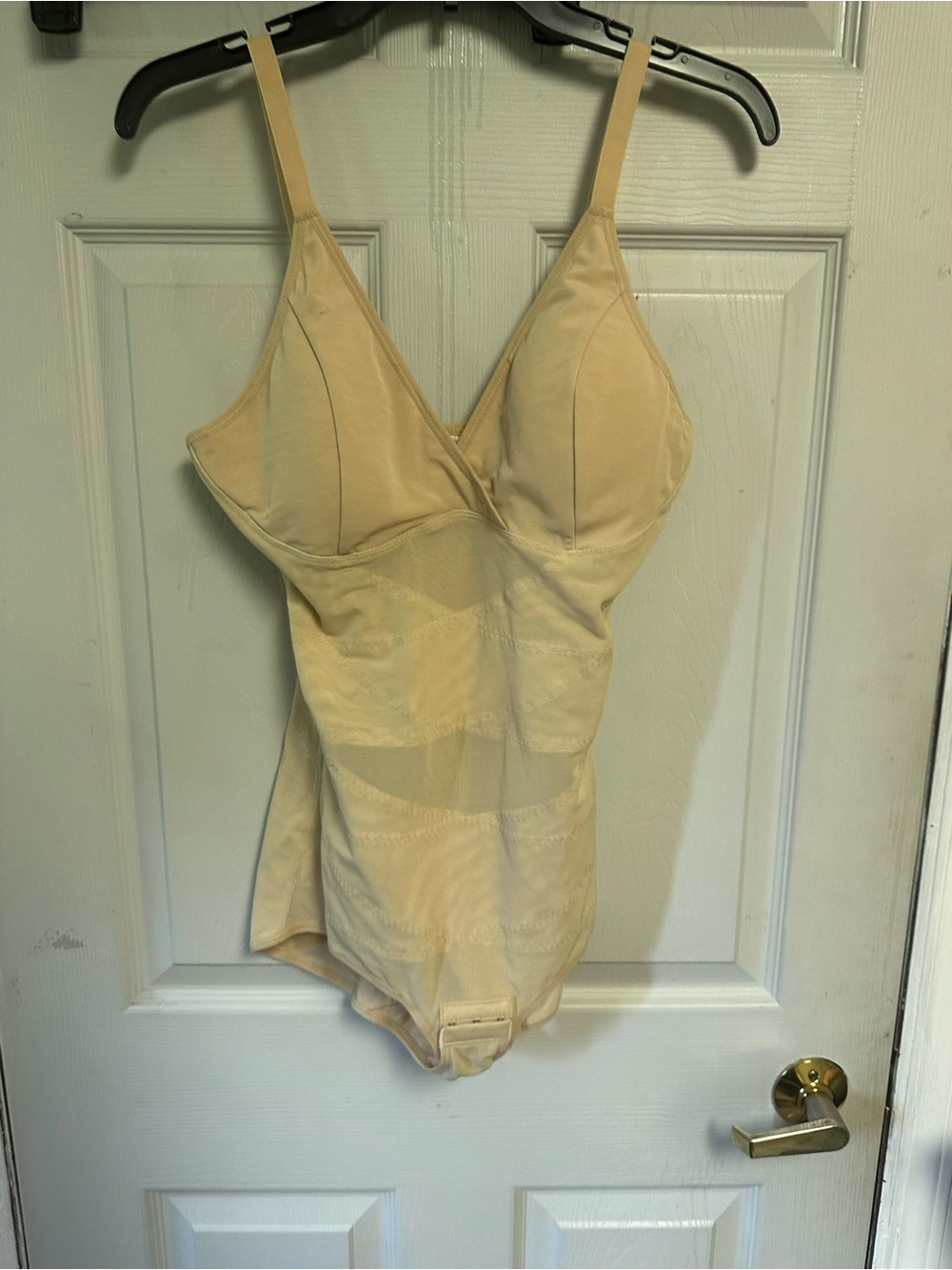 Supportive Cream Shapewear Bodysuit with Built-In Cups